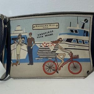 BARBARA RIHL cosmetic/wallet wristlet in navy Saffiano leather